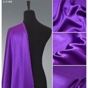 Violet Silk Satin Fabric by the yard  Wholesale Silk Fabric ,Perfect for tops, kimono,kaftan,luxury bridal or casual robes, lingerie