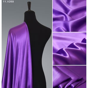 Iris Purple Silk Satin Fabric by the yard  Wholesale Silk Fabric ,Perfect for tops, kimono,kaftan,luxury bridal casual robes, lingerie