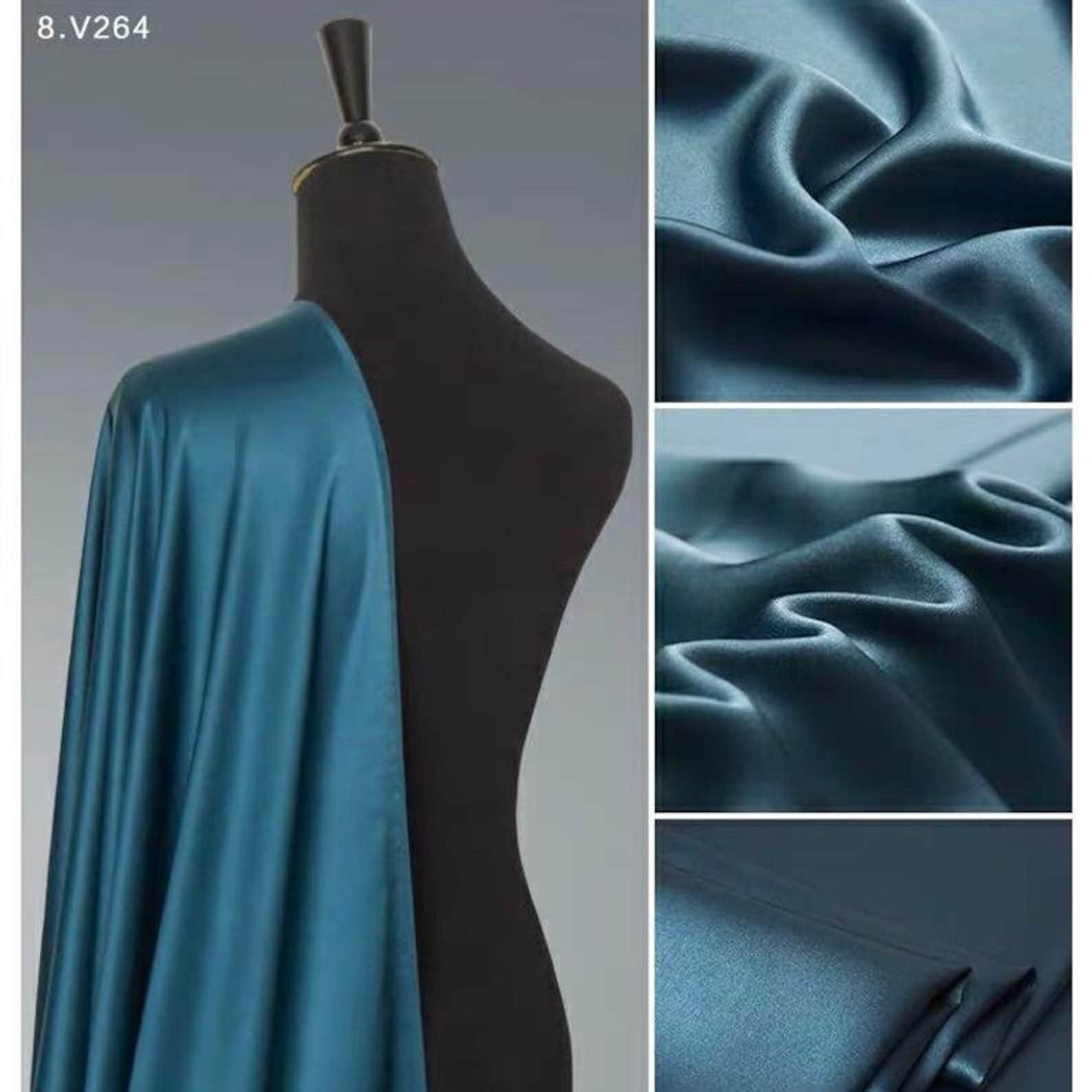 Prussian Blue 19mm Silk Satin Fabric by the Yard or Meter100 Etsy
