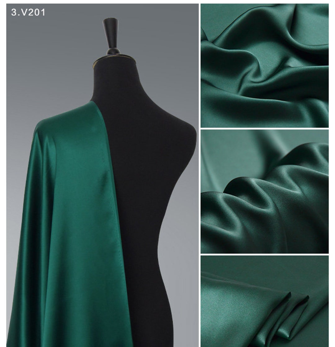 Hunter Green Silk Satin Fabric by the Yard,100 Pure Silk Robe Silk ...