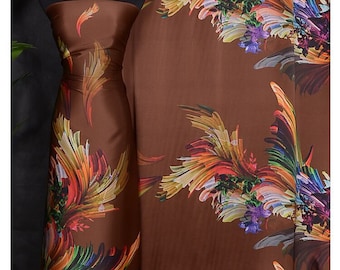 100% Mulberry luxury print Silk couture satin Fabric Abstract Design,For fashion silkrobe ,silkkimono,silkkaftan. by the meter