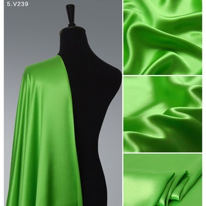 Lime Green Silk satin fabric by the yard,100 pure silk robe silk kimono and Dress Silk by the meter, hot Green Silk Fabric , no stretch