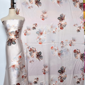 Uniquely designed 2024ss New print Silk Satin Fabric,beautiful floral,For silk kimono,silk robe,silk kaftan;silk loungewear,silk blouse pant