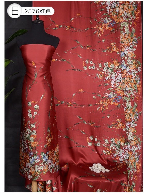 Hand Paint Floral Design Luxury Pure Silk Satin Fabric for Silk Robe Silk  Kimono Craft Evening Wear,wedding Gown by Meter - Etsy