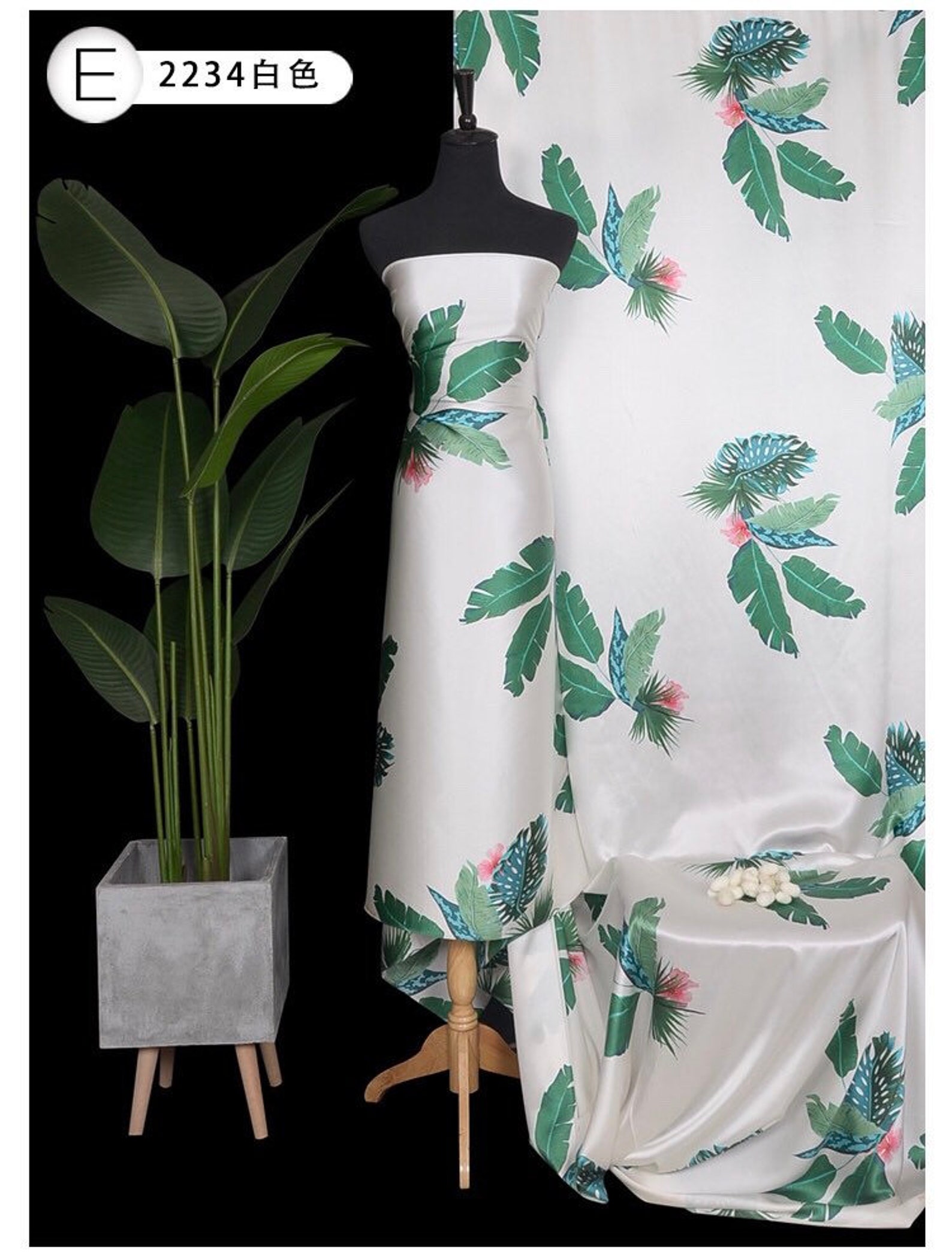 Gorgeous Silk Satin Fabric,beautiful Leaves ,for Silk Kaftan,skirt,silk ...
