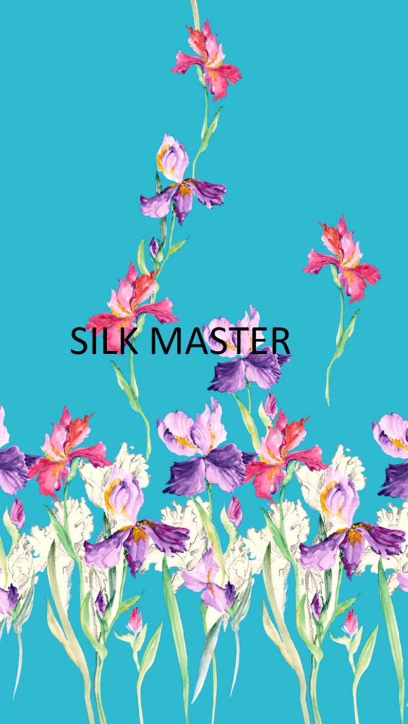 Ecofriendly Silk Satin Fabricbeautiful Abstract Flower Hand Etsy UK