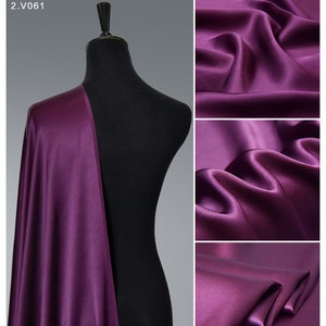 Wine Silk Satin Fabric by the yard  Wholesale Plum Silk Fabric ,Perfect for tops, kimono,kaftan,luxury bridal or casual robes, lingerie,