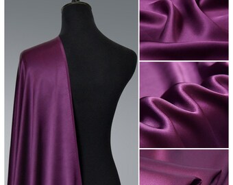 Wine Silk Satin Fabric by the yard  Wholesale Plum Silk Fabric ,Perfect for tops, kimono,kaftan,luxury bridal or casual robes, lingerie,