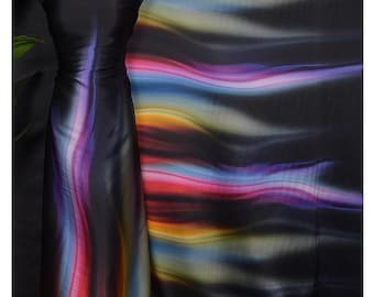 100% Mulberry Charmeuse 19mm Silk satin Fabric digital print Abstract Design,For fashion Silk robe ,silk kimono,silk kaftan. by the meter