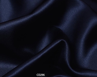 Dark Navy Blue Color 30MM Pure Silk Heavy Satin Fabric by yard solid Lining perfect for Silk Wedding Pajamas Kimono Robe Lingerie