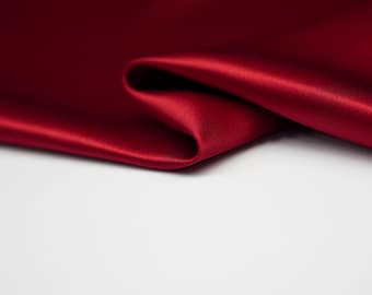 Wine red dark red Color 30MM Pure Silk Heavy Satin Fabric by yard solid Lining perfect for Silk Wedding Pajamas Kimono Robe Lingerie