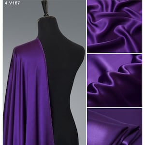 Purple Silk Satin Fabric by the yard  Wholesale Silk Fabric ,Perfect for tops, kimono,kaftan,luxury bridal or casual robes, lingerie