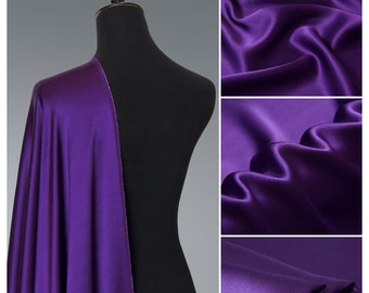 Tessuto di raso di seta viola tagliato a misura Tessuto di seta all'ingrosso, perfetto per top, kimono, kaftan, abiti da sposa o casual di lusso, lingerie