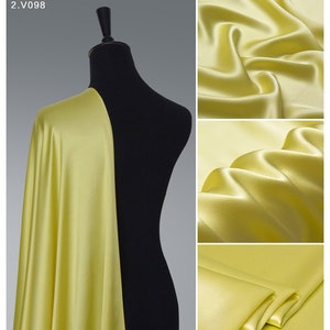 Chartreuse Yellow Silk Satin Fabric by the yard solid Lining perfect for Fashion Designer Silk Dress,silk Kimono,silk Robe,silk Lingerie