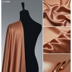 Orange Brown Silk Satin Fabric by the yard solid Lining perfect for Fashion Designer Silk Dress,silk Kimono,silk Robe,silk Lingerie