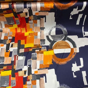 charmeuse mulberry real Silk Satin Fabric abstract Printed,For Silk scarf ,silk dress, silk blouse kimono silkrobe,long kaftan,pajamas