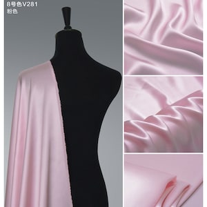 Pink color Silk Satin Fabric by the yard Lining perfect for Silk Dress Kimono Robe  Lingerie kaftan blouses pajamas slips
