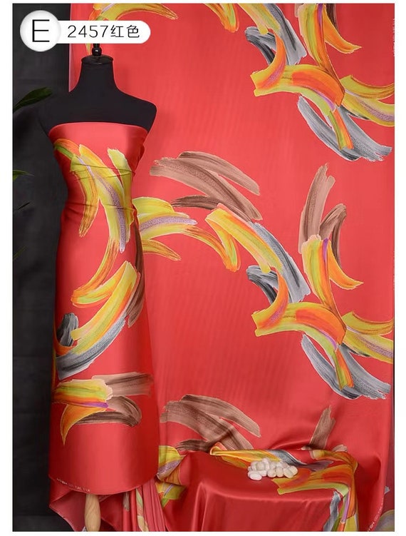 Organic Haute Couture Luxury Pure Silk Rainbow Hand Printed Silk Satin Fabric for Silk Dress silk Robe silk Kaftan silk Blouse night Gown Etsy UK