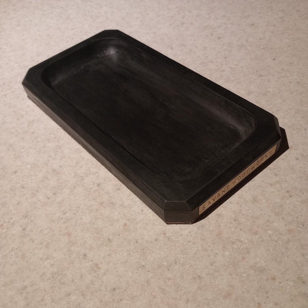 DECO Turntable Listening Accessories Tray // Ebonized & Waxed Etsy