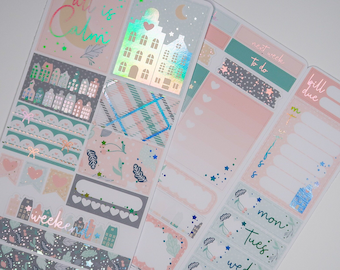 ALL IS CALM  Weekly Mini kit  planner stickers  foiled  Holo foil  Print Pression Weeks - pretty planner stickers