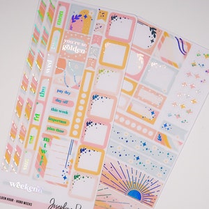 GOLDEN HOUR Hobonichi Weeks Kit planner stickers foiled stickers Holo foil Summer Planner Stickers image 1