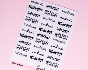 SCRIPT  Workout  Transparent   Functional Stickers  Planners and Bullet Journalling