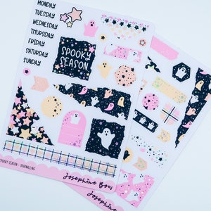 SPOOKY SEASON  2 Page Journalling Kit  Halloween planner stickers  foiled stickers  Holo foil