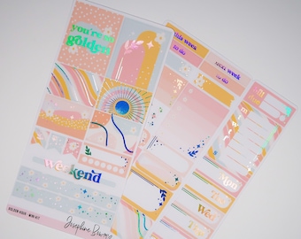 GOLDEN HOUR  Weekly Mini kit  planner stickers  foiled  Holo foil  Print Pression Weeks - pretty planner stickers