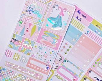 JOLLY HOLLY  Weekly Mini kit  planner stickers  foiled  Holo foil  Print Pression Weeks - Christmas planner stickers