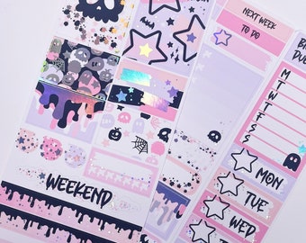 GHOUL GOALS  Weekly Mini kit  planner stickers  Holo foil  Halloween planner stickers