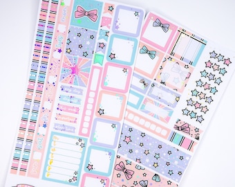 Pegatinas holográficas para planificador semanal de Hobonichi con lazos