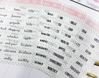 TRANSPARENT TAB LABELS  Transparent Stickers  Planner Stickers Functional  Bullet Journal  Passion Planner