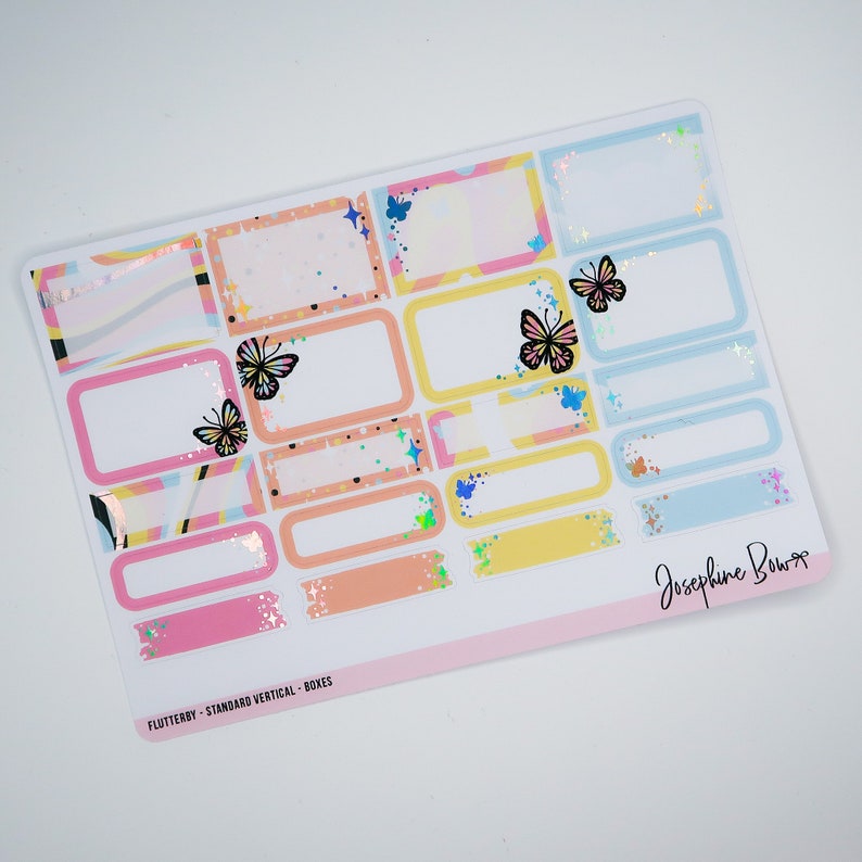 FLUTTERBY planner stickers foiled stickers Standard Vertical Weekly Kit HOLO foil butterflies image 4