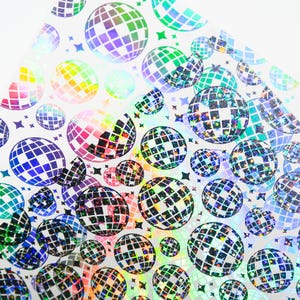 SPOOKY DISCO  Disco Ball Foiled Acetate A4  holographic foil Halloween