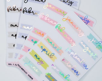 MONTHLY HEADERS  Foiled Functional Stickers  Bullet journalling