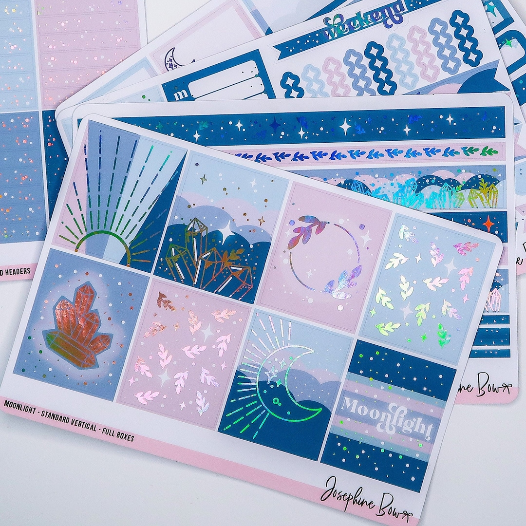 MOONLIGHT Planner Stickers Foiled Stickers Standard Vertical Weekly Kit ...