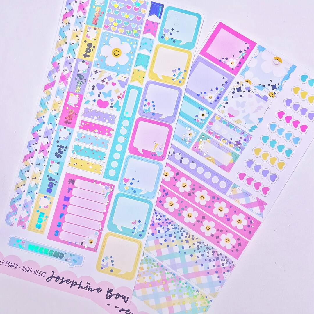 FLOWER POWER Hobonichi Weeks Kit Planner Stickers Foiled Stickers Holo ...