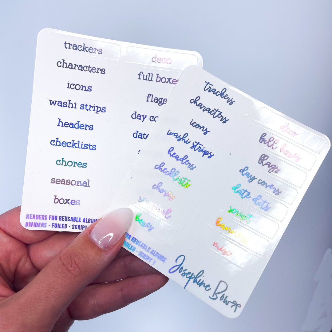 REUSABLE ALBUM TABS Foiled Transparent Overlay 5 Colour Choices ...