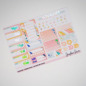 GOLDEN HOUR planner stickers foiled stickers Standard Vertical Weekly Kit Holo foil pastel planner stickers image 5