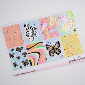 FLUTTERBY planner stickers foiled stickers Standard Vertical Weekly Kit HOLO foil butterflies image 2