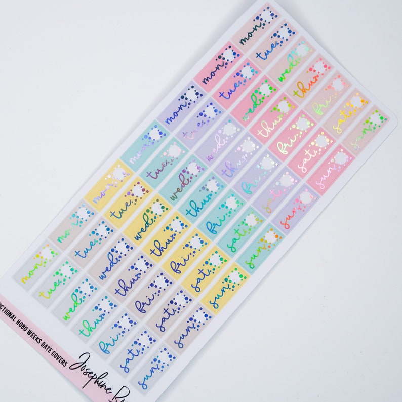 HOBO DATE COVERS foiled functional stickers Foil colour choice planner essentials image 1