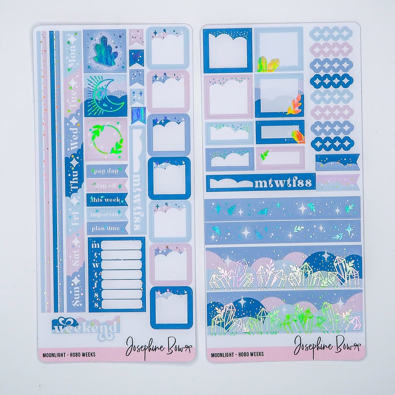 MOONLIGHT Hobonichi Weeks Kit planner stickers foiled stickers holographic foil crystals image 2