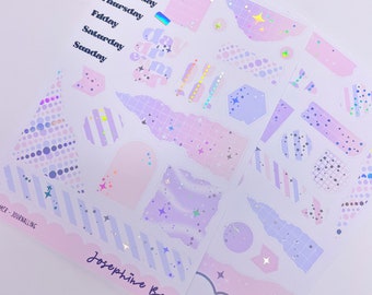 DAYDREAMER  2 Page Journalling Kit  planner stickers  foiled stickers  Holo foil