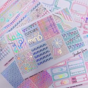 RIVIERA  planner stickers  foiled stickers  Standard Vertical Weekly Kit  Holo foil  pastel planner stickers