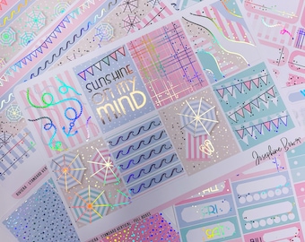 RIVIERA  planner stickers  foiled stickers  Standard Vertical Weekly Kit  Holo foil  pastel planner stickers