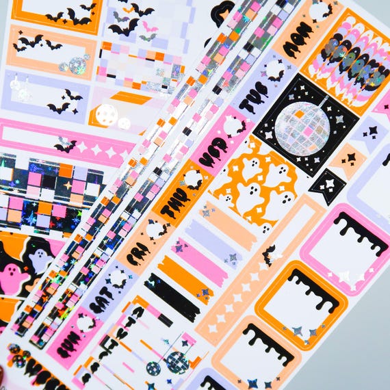 SPOOKY DISCO Hobonichi Weeks Kit Halloween planner stickers  foiled stickers  Holo foil