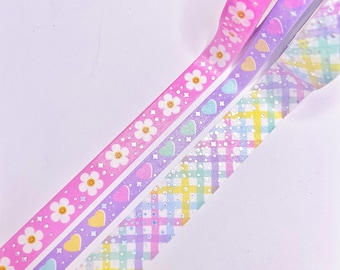 FLOWER POWER  Washi set of 3  Foiled washi tape