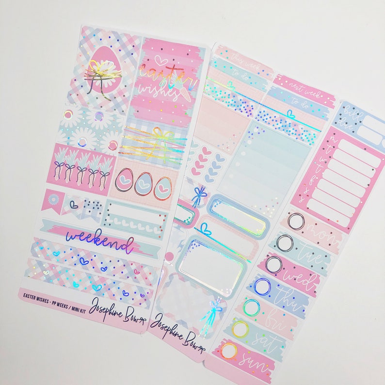 EASTER WISHES Print Pression PP Weeks Kit Mini kit planner stickers foiled stickers image 1