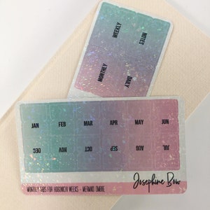 HOBONICHI Mermaid Ombre with Holo overlay TABS  Hobonichi Weeks  monthly planner tabs  functional clear stickers