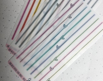 DIVISORI A CUORE TRASPARENTI Combinazioni verticali di 3 colori Adesivi funzionali Adesivi per pianificatore Opachi